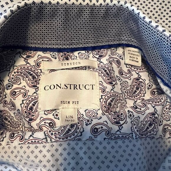 Construct patterned slim fit button down shirt - Picture 3 of 10